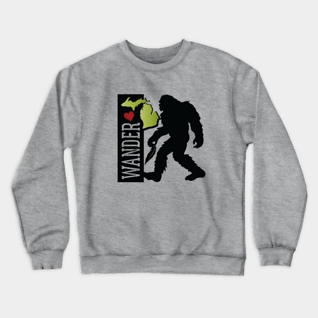 Wandering In Michigan Big Foot Crewneck Sweatshirt by Angel Pronger Design Chaser Studio